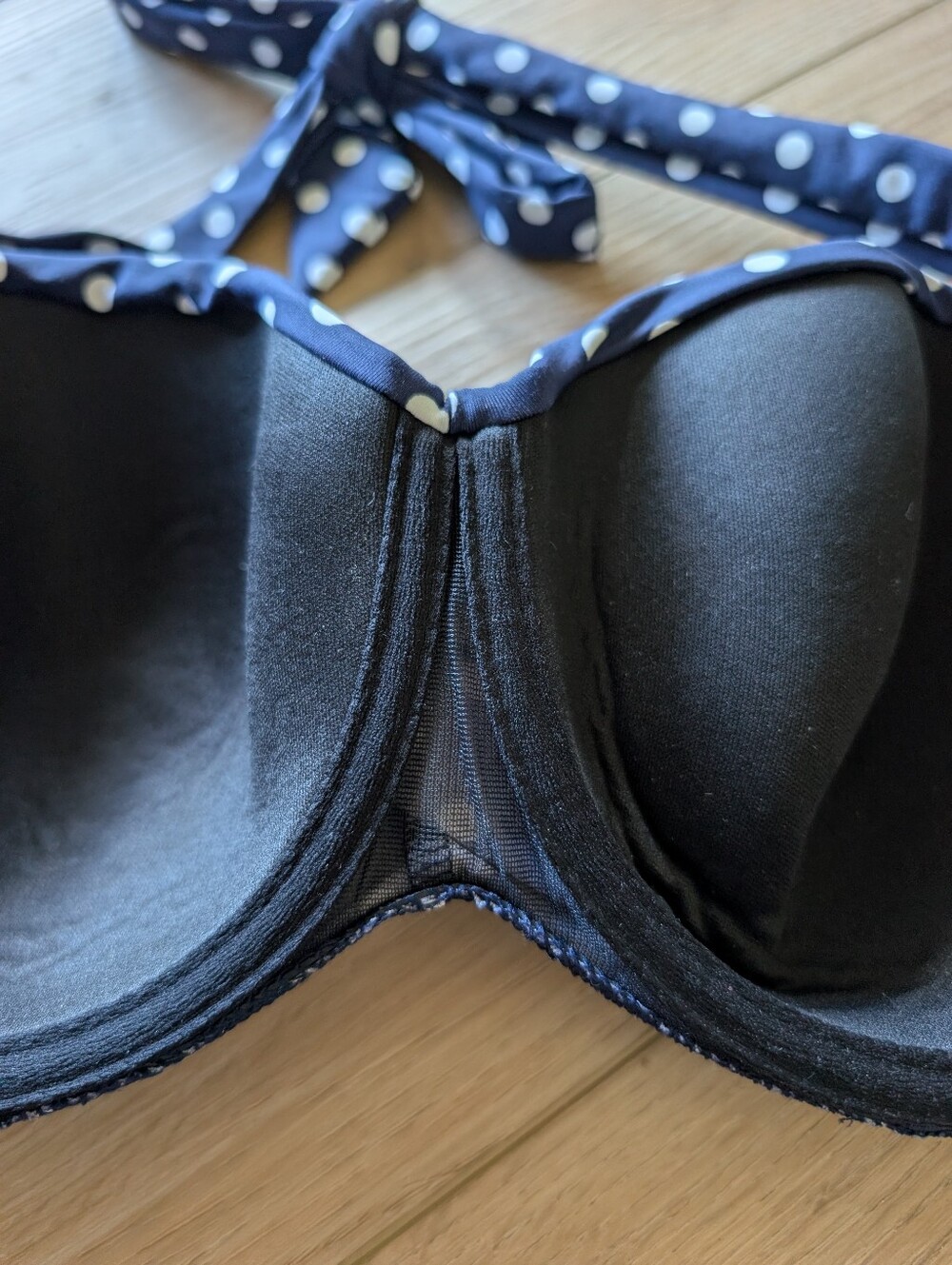 Lands End Navy & WhitePolka Dot Halter Bikini Top - Picture 4 of 5